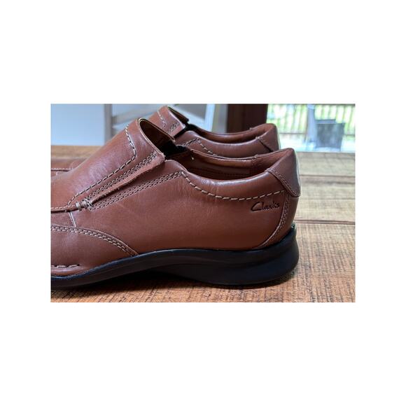 Mens Clarks Kempton Free Leather Comfort Slip-On Brown Loafer Shoes Size‎ 11 - Picture 4 of 11